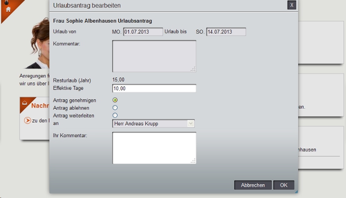 Urlaubsantrag bearbeiten