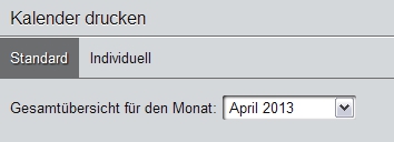 Kalender drucken: Standard