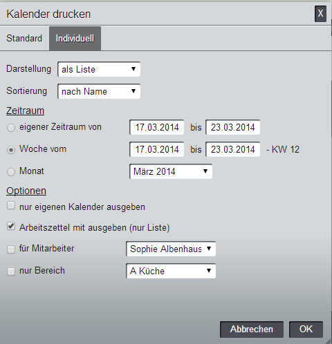 Kalender drucken: Individuell