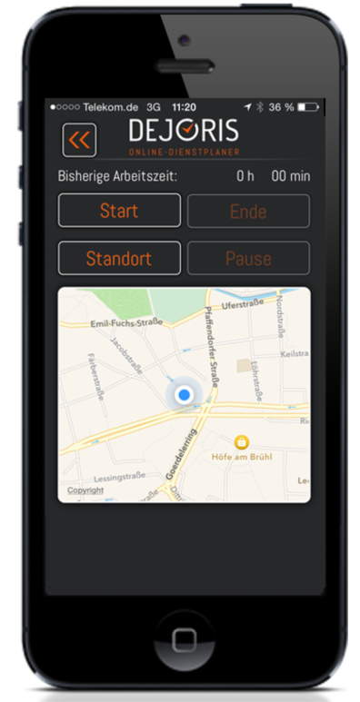 DEJORIS Zeiterfassung per iPhone-App